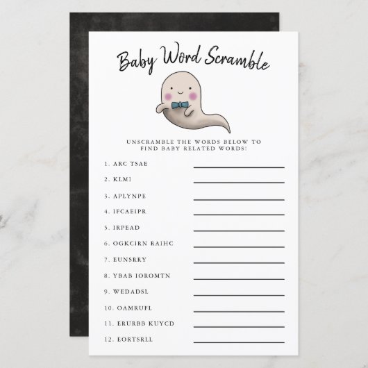 Niedliches Boy Ghost Baby Word Scramble Game (Vorne/Hinten)
