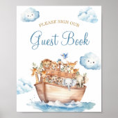 Niedliches Boy Noah's Ark Baby Shower Gästebuch (Vorne)