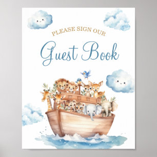 Niedliches Boy Noah's Ark Baby Shower Gästebuch