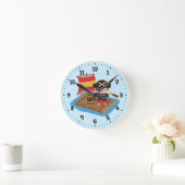 Niedliches Boy Pirate Set Segelboot Kindersaal Runde Wanduhr (Zuhause)