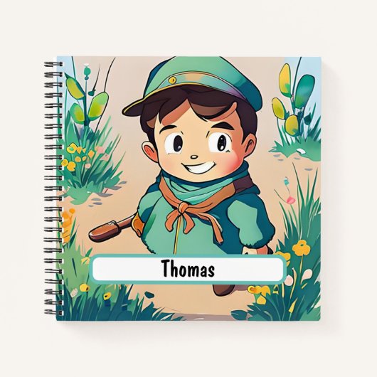 Niedliches Boy Scout-Notebook mit individualisierb Notizblock (Vorderseite)