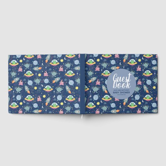 Niedliches Boys Space Pattern Baby Showbook Gästebuch (Voll)