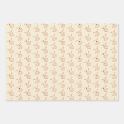 Niedliches Braun Bunny Rabbit - transparente Muste Geschenkpapier Set (Vorderseite)