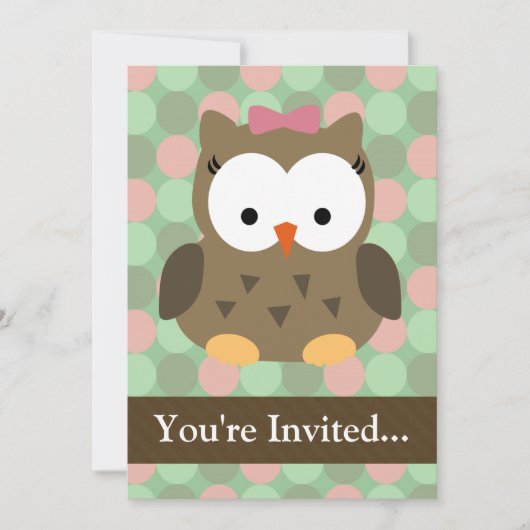 Niedliches Braun mit rosa Bogen Einladung (Vorderseite)