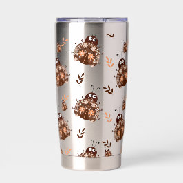 Niedliches Braun- und Beige-Ladybug und Muster für Thermobecher