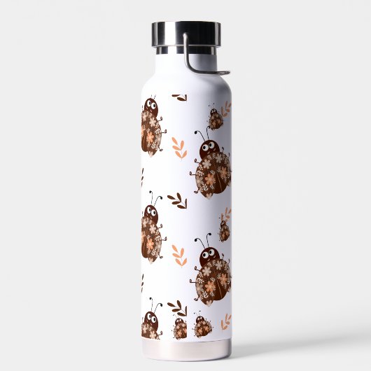 Niedliches Braun- und Beige-Ladybug und Muster für Trinkflasche (Links)