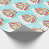 Niedliches Braunes Faultier, meditiert auf einem W Geschenkpapier (Ecke)