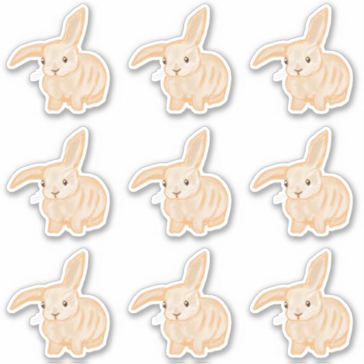 Niedliches braunes Kaninchen - 9x geschnitten. Aufkleber (Vorderseite)