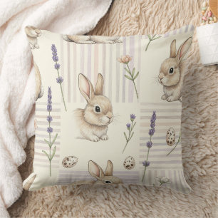 Niedliches braunes Kaninchen, bunte Pastell-Oster- Kissen
