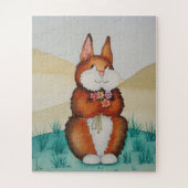 Niedliches braunes Kaninchen lächelnd Kinder Puzzle (Vertikal)