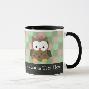 Niedliches braunes Owl mit rosa Bow Tasse