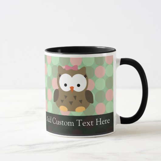Niedliches braunes Owl mit rosa Bow Tasse (Rechts)