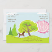 Niedliches braunes Pferd und Bäume Pony Reiten Geb Einladung (Rückseite)