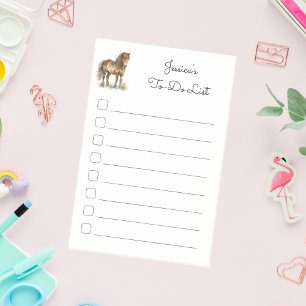 Niedliches braunes Pony Script Pferde Kinder klebr Post-it Klebezettel