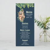 Niedliches, braunes Sloth & Tropical Blätter Wasse Einladung (Stehend Vorderseite)