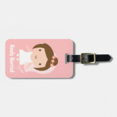 Niedliches Brautmädchen in Weißgown Gepäckanhänger (Vorderseite horizontal)