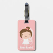 Niedliches Brautmädchen in Weißgown Gepäckanhänger (Rückseite vertikal)
