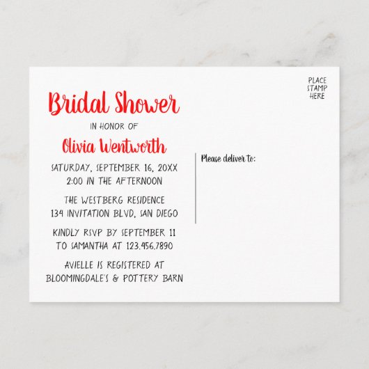 Niedliches Brautparty der Schwarzen Braut Cartoon Einladungspostkarte (Rückseite)