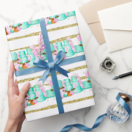 Niedliches Brautparty Hochzeitskuchen gefliest Geschenkpapier