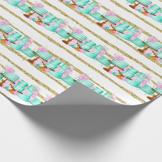 Niedliches Brautparty Hochzeitskuchen gefliest Geschenkpapier (Ecke)