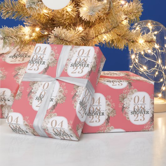 Niedliches Brautparty mit Blumenrahmen Personalisi Geschenkpapier (Feiertage)