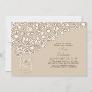 niedliches Brautparty mit elegantem Blumenjar Einladung