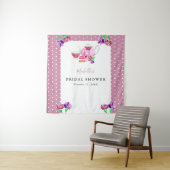 Niedliches Brautparty Tee Party Rosa Hintergrund Wandteppich (Beispiel)