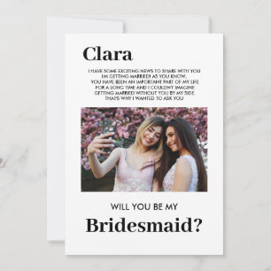 niedliches Bridesmaid-Foto, werden Sie mein Dankeskarte