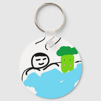 Niedliches Broccoli in heißen Quellen Schlüsselanhänger