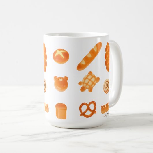 Niedliches Brot Bäckerei Pan Bear Turtle Französis Kaffeetasse (VorderseiteRechts)