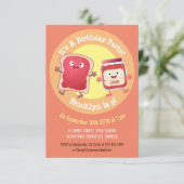 Niedliches Brot und Konfitüre Cartoon Einladung (Stehend Vorderseite)