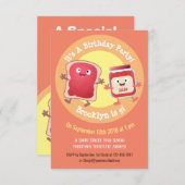 Niedliches Brot und Konfitüre Cartoon Einladung (Vorne/Hinten)