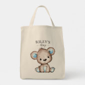 Niedliches Brown Bear Mit Monogramm Baby Tragetasche (Rückseite)