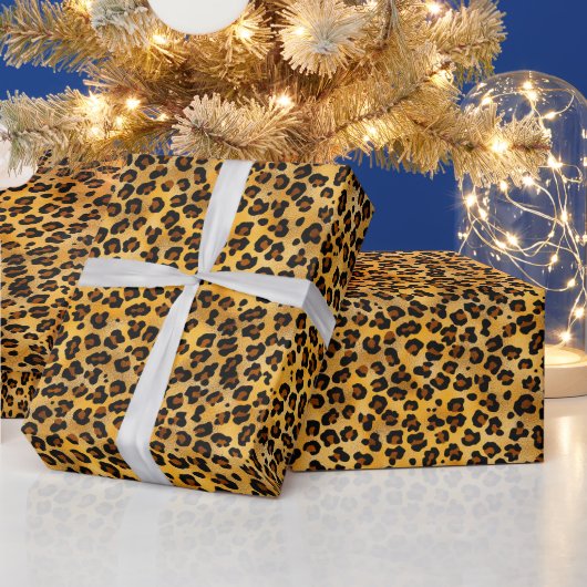 Niedliches Brown/Gold Leopard Wrapping Paper Geschenkpapier (Feiertage)