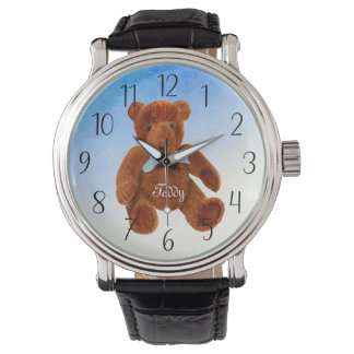 Niedliches Brown Teddy Bear Wasserfarbenspiel Armbanduhr
