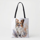 NIEDLICHES BROWN & WHITE PAPILLON PUPPY HUND TASCHE (Vorderseite)