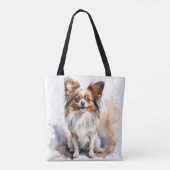 NIEDLICHES BROWN & WHITE PAPILLON PUPPY HUND TASCHE (Rückseite)