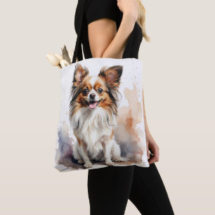 NIEDLICHES BROWN & WHITE PAPILLON PUPPY HUND TASCHE