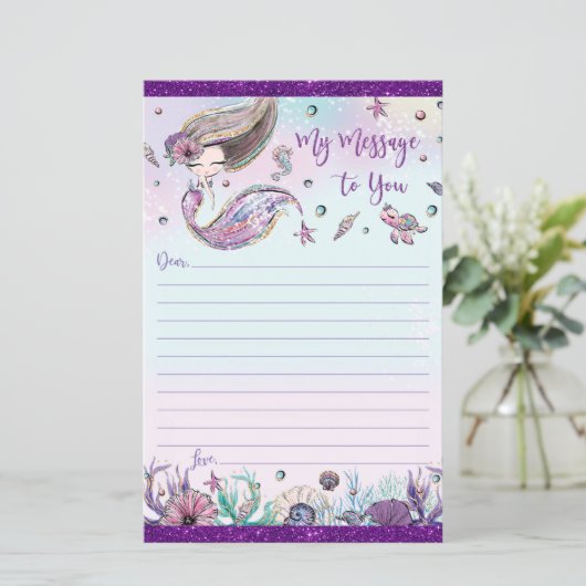 Niedliches Brünettes Mermaid Time Capsule Message (Stehend Vorderseite)