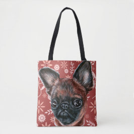 Niedliches Brussels Griffon Dog Blume Muster Tasche