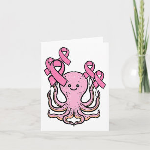 Niedliches Brustkrebs-Bewusstsein für rosa Octopus Karte
