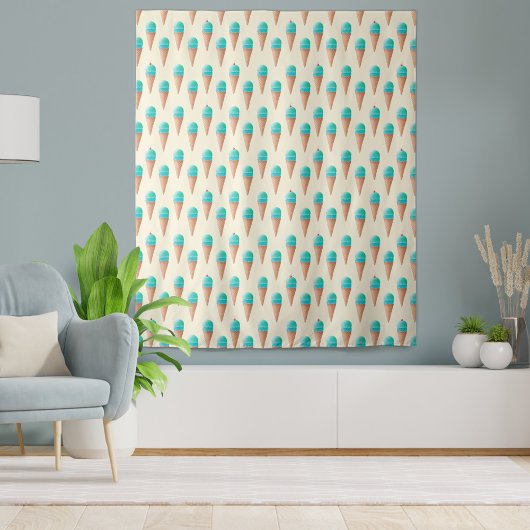 Niedliches Bubblegum Blue Ice Creme Cone Muster Wandteppich