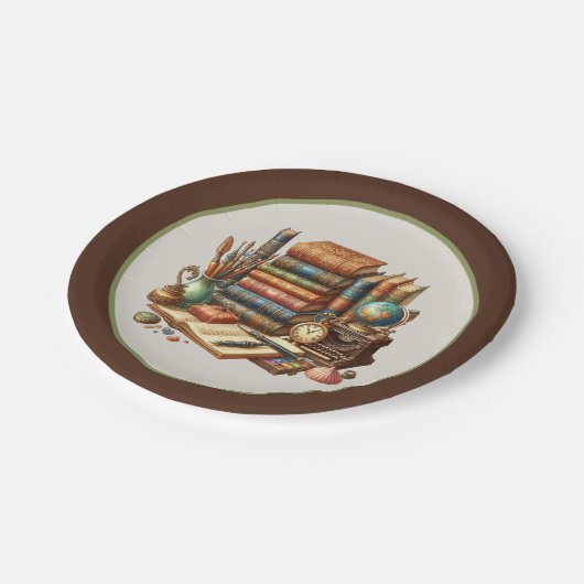 Niedliches Buch-Club-Party Pappteller (Schrägansicht)