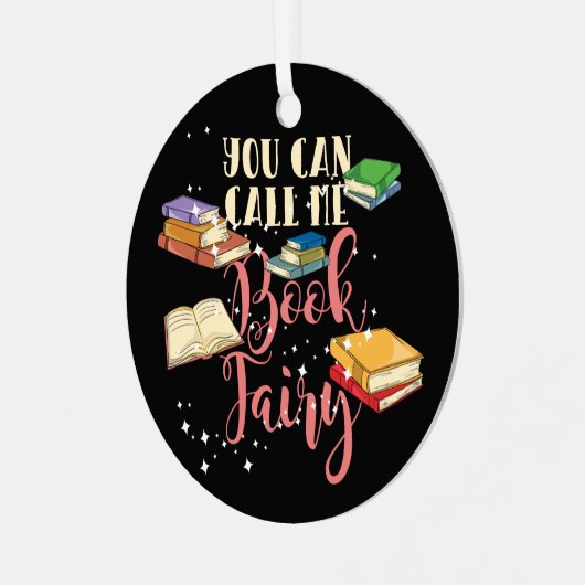 Niedliches Buch Fairy Librarian Holiday Ornament Aus Metall (Vorderseite links)