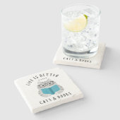 Niedliches Buch Lover Cat Reading Book Steinuntersetzer (Seitenansicht)