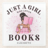 Niedliches Buch Lover Nur ein Mädchen, das Lieben  Glasuntersetzer (Vorderseite)