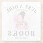 Niedliches Buch Lover Nur ein Mädchen, das Lieben  Glasuntersetzer (Rückseite)