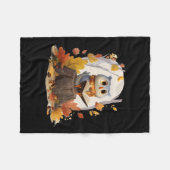 Niedliches Buch Lowl in Herbstwald Kostüme Fleecedecke (Vorderseite (Horizontal))