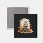 Niedliches Buch Lowl in Herbstwald Kostüme Magnet (Vorderseite/Rückseite)
