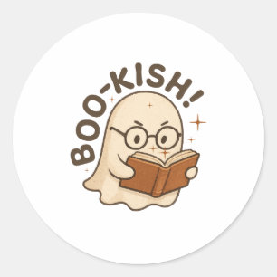 Niedliches Buch Reading Ghost Funny Bookworween Ha Runder Aufkleber